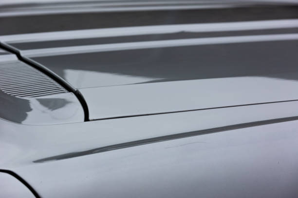 istock Shiny gray bonnet of a classic car - pattern 1282268748