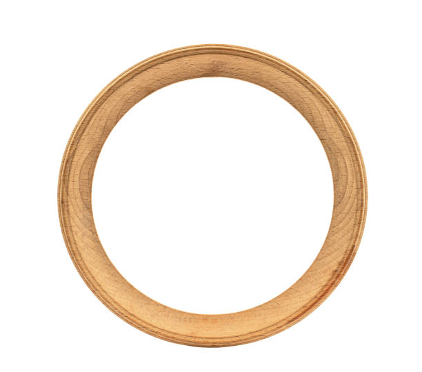 istock Wooden round frame, isolated on White backgruond 1282269858