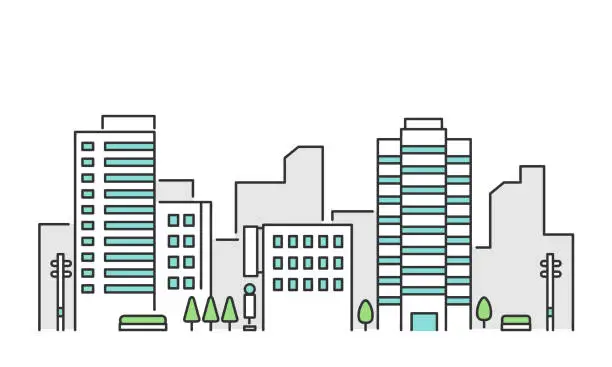 Vector illustration of urban office building landscape