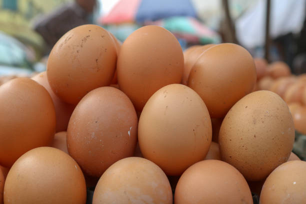 istock Brown color eggs close shot inside the market 1282271418