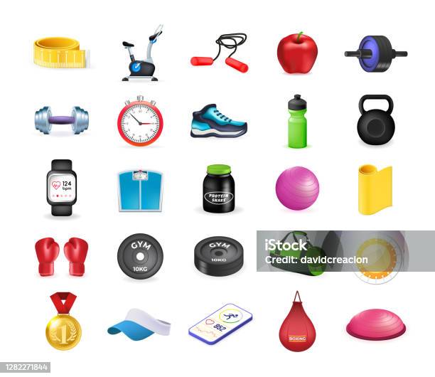 Set Of Exercises Equipment Icons Color Vector Illustrations Stock  Illustration - Download Image Now - iStock
