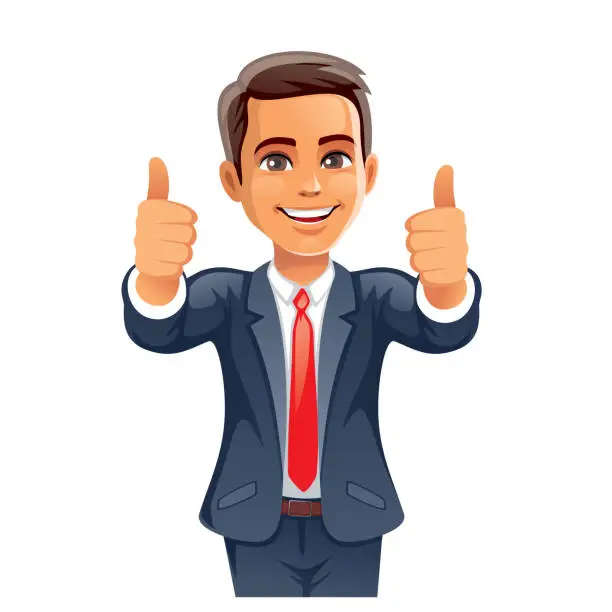 Vector illustration of Businessman thumbs up