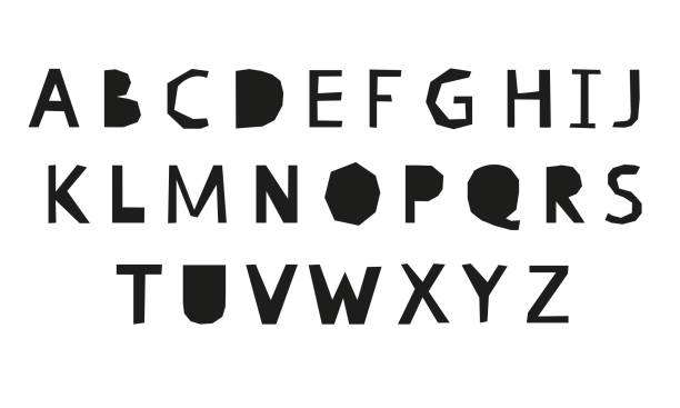 istock Clumsy Childish alphabet letters. Hand drawn Scandinavian letters  for room decor, card, poster. Nursery art, education tool. Cute kid design element. 1282274257