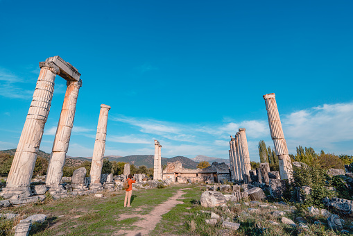 Scenic views from Afrodisias which  was a small ancient  Hellenistic city in the Caria,  was named after Aphrodite, the Greek goddess of love in Aydın, Turkey