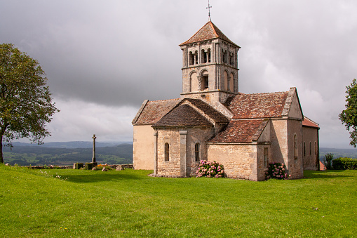 Meaudre, Le Vercors, France: Village Center, Church, Meadow, Blue Sky