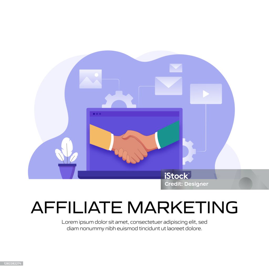 Affiliation Advertisement Affiliate Marketing Concept Vector Illustration For Website Banner ...