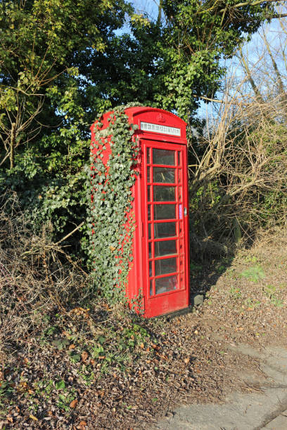 istock Red old British disused telephone box 1282283226