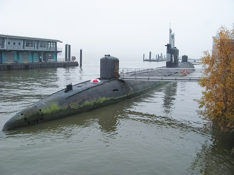Hamburg, Germany - December 09, 2016: Submarine Museum in Hamburg featuring a fully operational submarine built in 1976 at Hamburg, Germany on December 09, 2016
