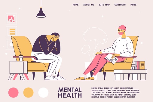 Mental Health Concept Banner Template Psychotherapist With Depressed