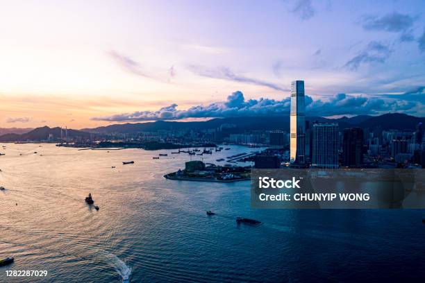 Aerial View Of Hong Kong City Stock Photo - Download Image Now - Stock Market and Exchange, Hong Kong, Technology