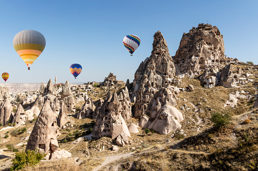 Hot Air Balloons Flying over Uçhisar, Cappadocia/Turkey