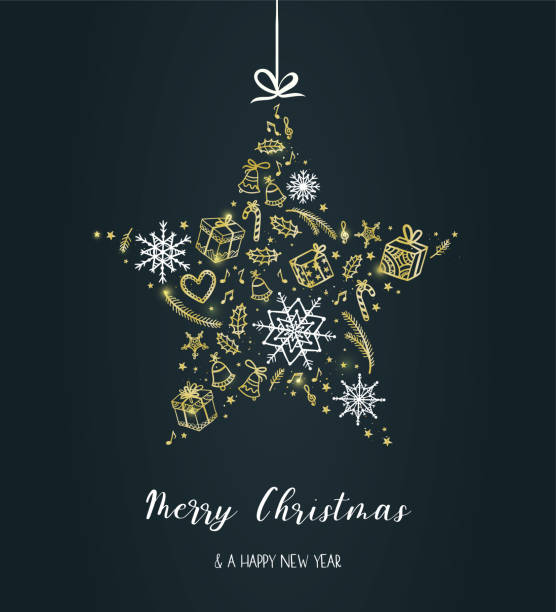 Golden Christmas design with snowflakes and decoration, hand drawn design with beautiful details, great for Christmas Cards, banners, wallpapers, textiles. Golden Christmas design with snowflakes and decoration, hand drawn design with beautiful details, great for Christmas Cards, banners, wallpapers, textiles. christmas card illustrations stock illustrations