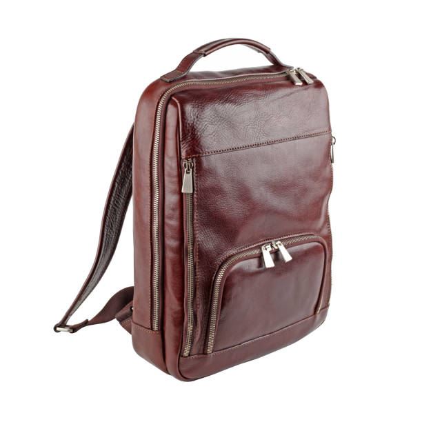istock New brown leather bag or backpack isolated on white 1282291474