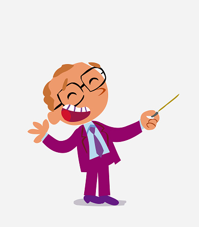 Cartoon Character Of Businessman Is Happy While Pointing To The Side With A  Pointer Stock Illustration - Download Image Now - iStock