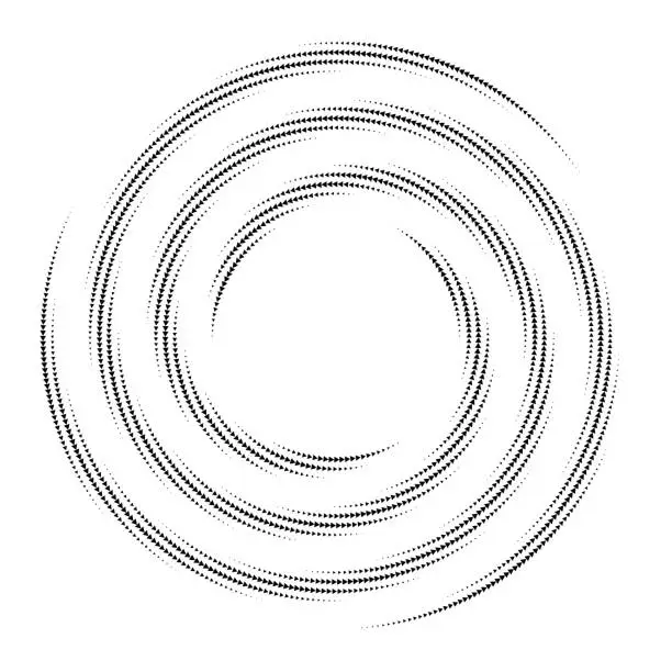 Vector illustration of Swirl pattern, three orbits, connected arrows