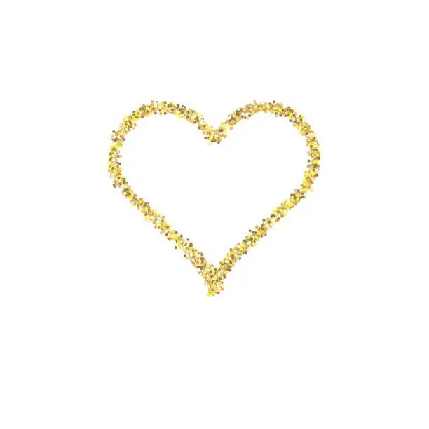 Vector illustration of Circles forming heart, golden / yellow colors