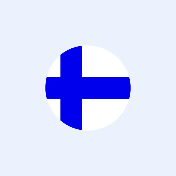 Vector illustration of Finland round flag icon.