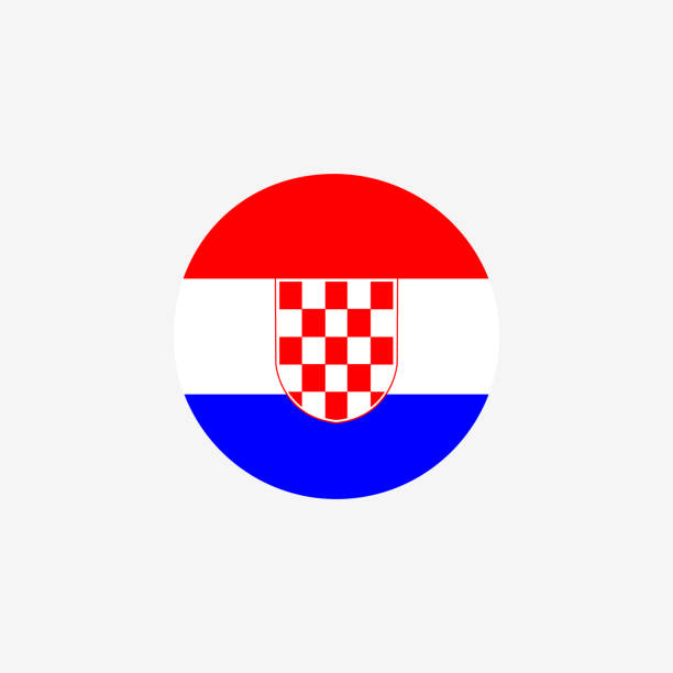 illustrazioni stock, clip art, cartoni animati e icone di tendenza di icona della bandiera rotonda della croazia. - croatian flag