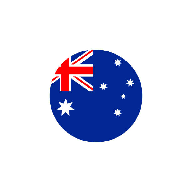 illustrations, cliparts, dessins animés et icônes de icône de drapeau rond d’australie. - australian flag