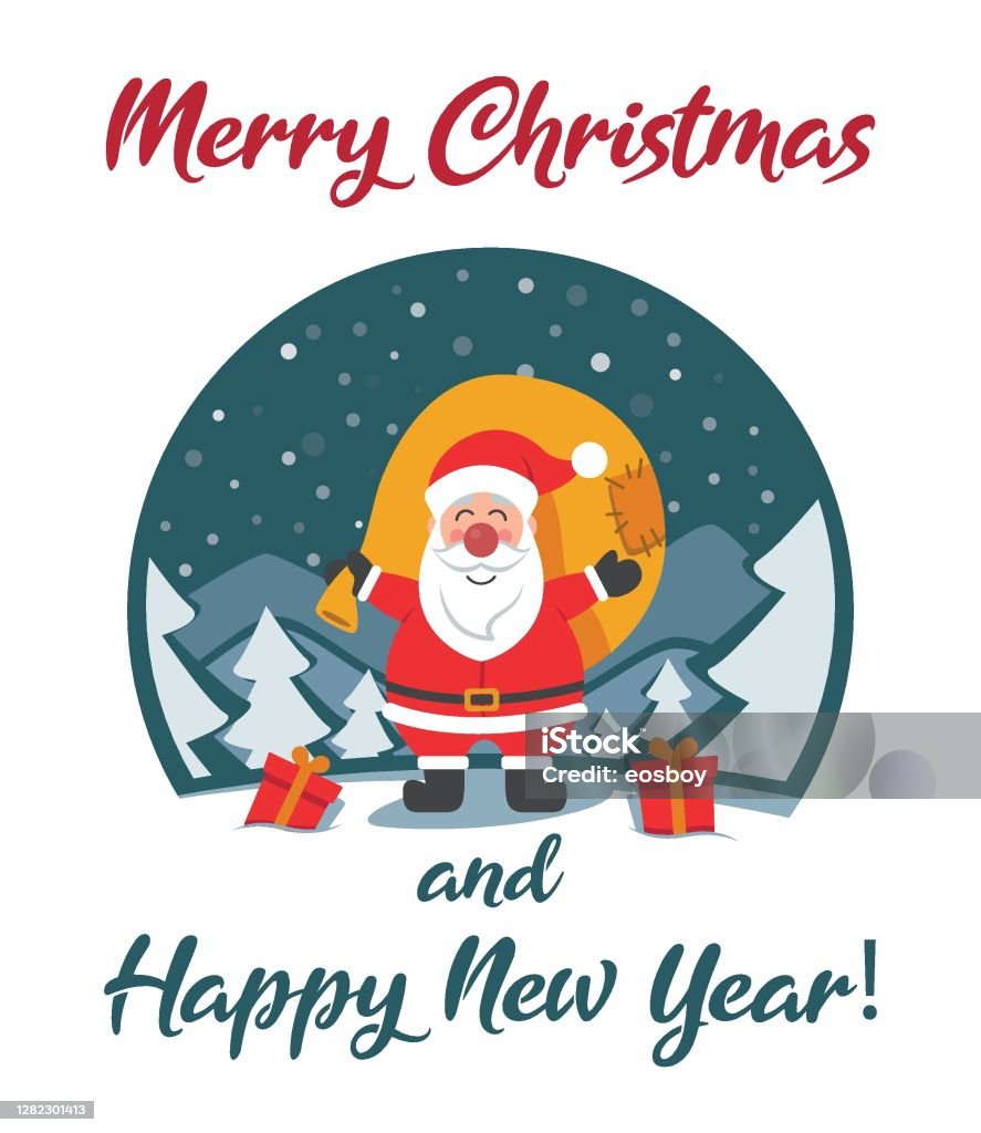Vetores de Feliz Natal E Feliz Cartão De Saudação De Ano Novo 2021 e mais imagens  de Papai Noel - iStock