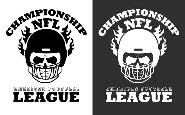 Vector illustration of American football NFL championship print with lettering vector