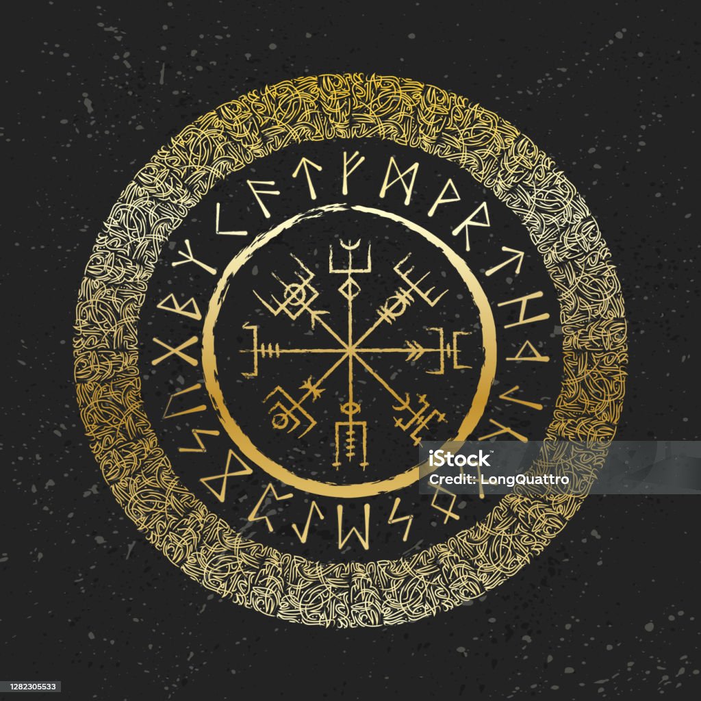 Runic Signum Dark Runic Golden Symbols Wallpaper Stock Illustration - Download Image ...