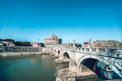 Rome, Italy - 25th of March, 2019. The bridge of Tiber river.