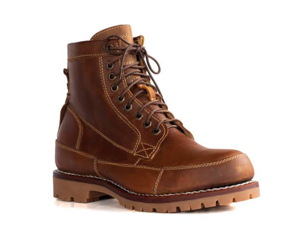 istock Men fashion brown boot  leather isolated over white background. Clipping path 1282309235