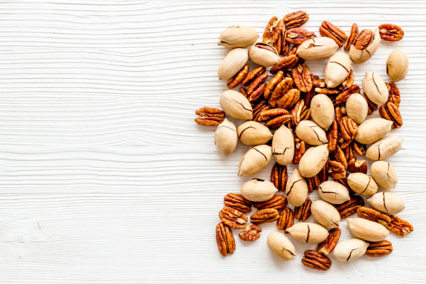 istock Top view of pecan nuts set. Food background 1282310101