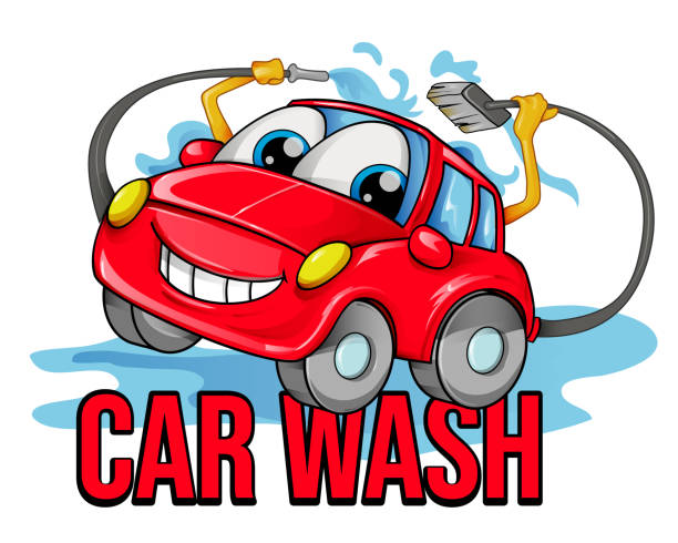 Car Wash Cartoon Symbol Vector Illustration Stock Illustration - Download  Image Now - Car Wash, Logo, Cartoon - iStock
