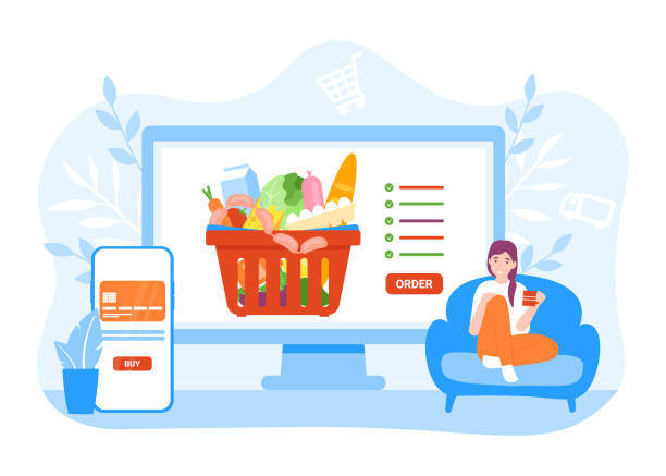 istock girl at home order food use computer, food delivery concept 1282312352