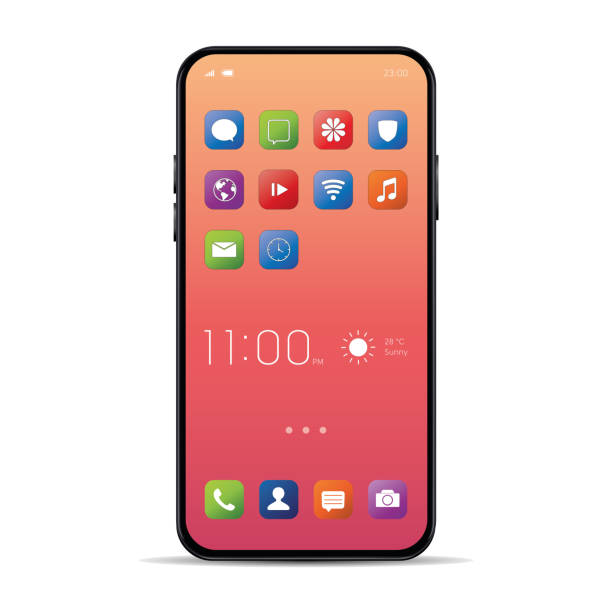 istock Realistic, elegant, modern, smartphone collection with applications and colorful screens. 1282315070
