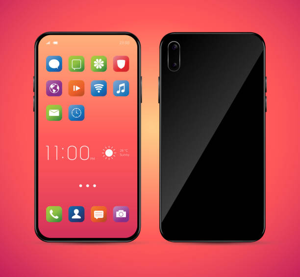 istock Realistic, elegant, modern, smartphone collection with applications and colorful screens. 1282316283