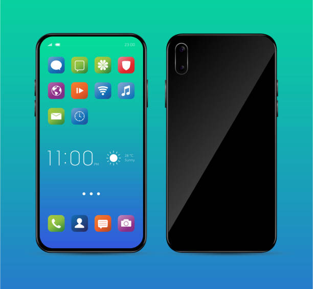 istock Realistic, elegant, modern, smartphone collection with applications and colorful screens. 1282316297