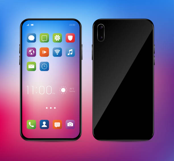 istock Realistic, elegant, modern, smartphone collection with applications and colorful screens. 1282316553