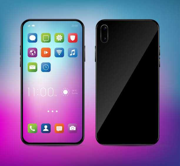 istock Realistic, elegant, modern, smartphone collection with applications and colorful screens. 1282317084