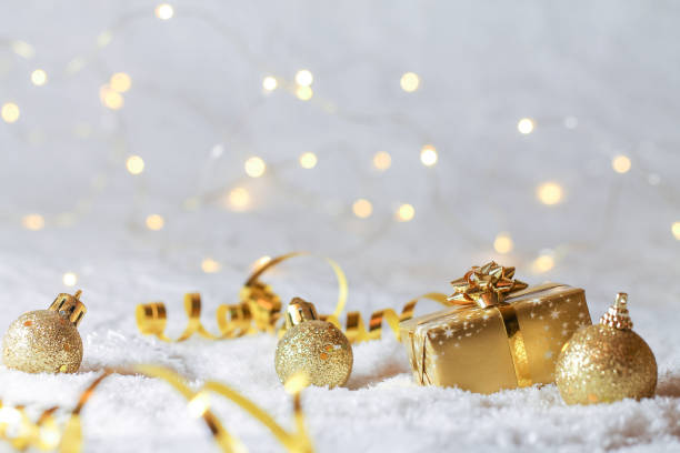 istock Festive background with christmas decorations, gift and lights. 1282318656
