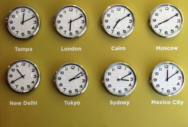 International clocks stock photo