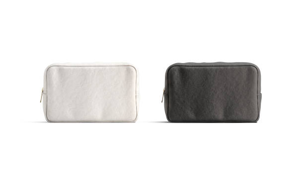 istock Blank black and white canvas cosmetic bag mockup, front view 1282322879
