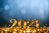 New Year Decoration 2021 - Gold Blue Party Celebration Christmas