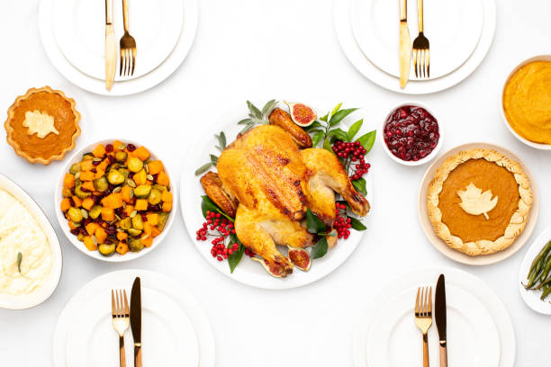 istock Thanksgiving festive table served with traditional food 1282324930