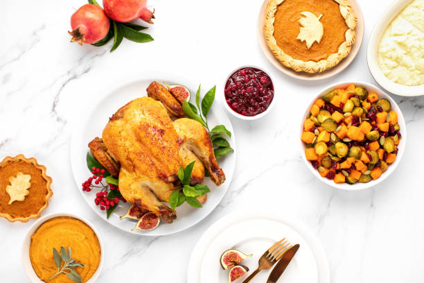 istock Thanksgiving traditional festive food background 1282324936