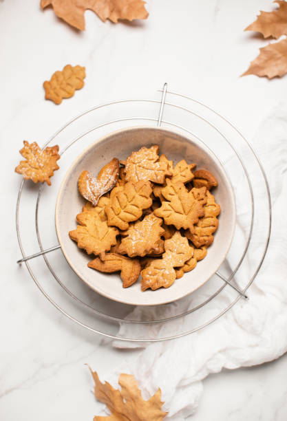 istock Homemade autumn gingerbread cookies top down view 1282325000