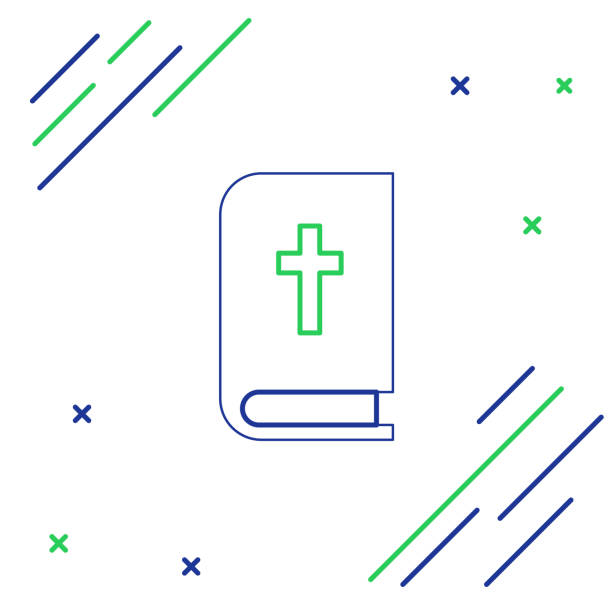 istock Line Holy bible book icon isolated on white background. Colorful outline concept. Vector 1282326635