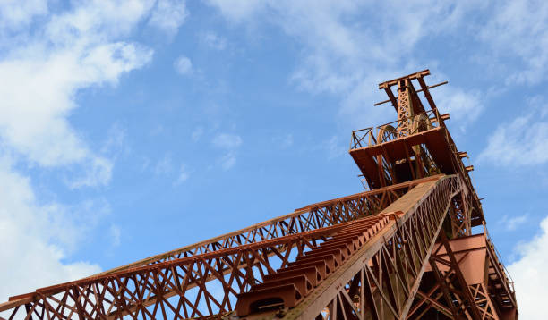 Rhondda Heritage Park, Wales - September 2017: Extreme wide angle landscape view of the with the pithead and winding gear of the former Lewis Merthyr colliery in Porth, Rhondda, which is now the focus of the Park