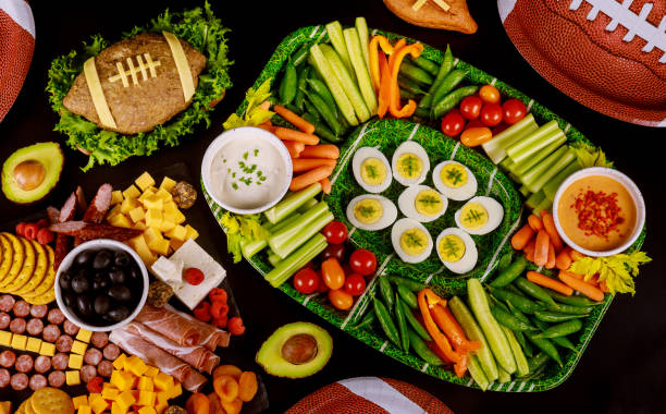 istock Party table for watching american football game. 1282326870