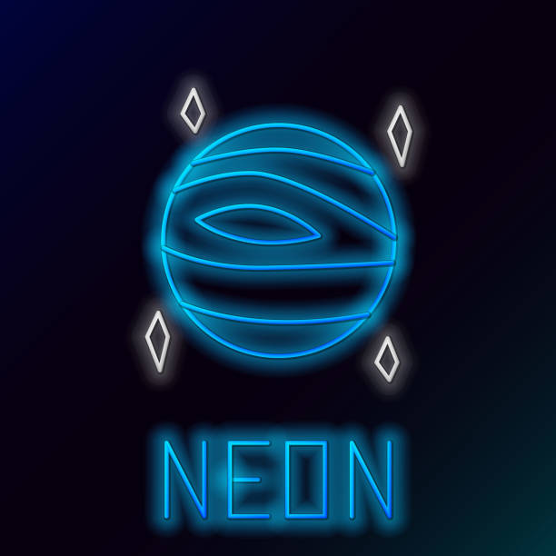istock Glowing neon line Planet Venus icon isolated on black background. Colorful outline concept. Vector 1282327449