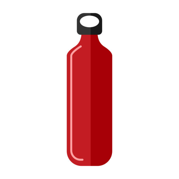 istock Gas cylinder isolated on white background. Red propane bottle with black cap icon container in flat style. Contemporary canister fuel storage 1282327804