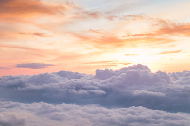 istock View at sunrise with puffy foggy. 1282329117
