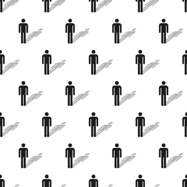 Seamless pattern of human icons next to each other Seamless pattern of human icons next to each other, abstract repeated background with many dark stylized people silhouettes for your design, sociology and statistics concept crowd of people backgrounds stock illustrations